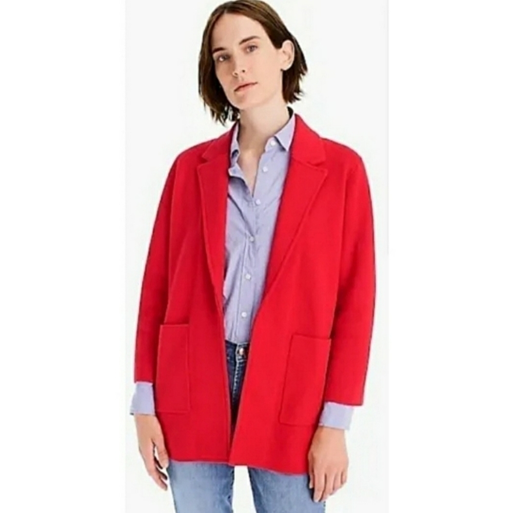 🔥J. CREW Merino Wool Blend Sophie 365 Open Front Sweater Blazer, Size S - Picture 3 of 10